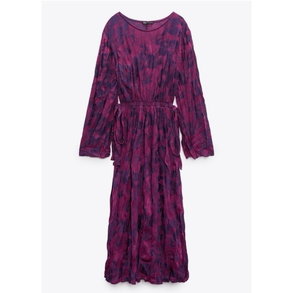 💜 ZARA BOHO PURPLE PINK LONG SLEEVE SIDE TIE MAXI DRESS! - Picture 16 of 16
